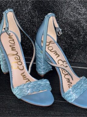 Sam Edelman Light Blue Braided Block Heel Sandals